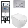 Комплект унитаза с инсталляцией WeltWasser AMBERG 506 + HEIMBACH 043 GL-WT + AMBERG RD-CR 10000012147 цвет Белый глянцевый с сиденьем Микролифт и клавишей смыва цвет Хром