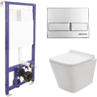 Комплект унитаза AQUAme AQM2004 с инсталляцией Berges Novum L3 040213 с сиденьем Микролифт и клавишей смыва Хром фаянс подвесной