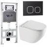 Комплект унитаза с инсталляцией WeltWasser AMBERG 506 ST + MERZBACH 043 XL GL-WT + AMBERG RD-BL 10000013781 цвет Белый глянцевый с сиденьем Микролифт и клавишей смыва цвет Черный