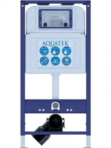 Комплект унитаза с инсталляцией Aquatek Set Aquatek Европа-070 4в1 цвет Белый с сиденьем Микролифт и клавишей смыва цвет Оружейная сталь