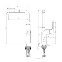 Смеситель для кухни Lemark Ursus LM7205BLR Черный матовый Золото латунь