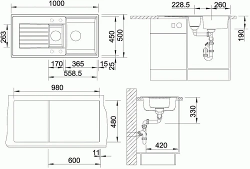 Кухонная мойка Blanco Zia 6S 515072 Кофе искусственный камень (литьевой мрамор) встраиваемый