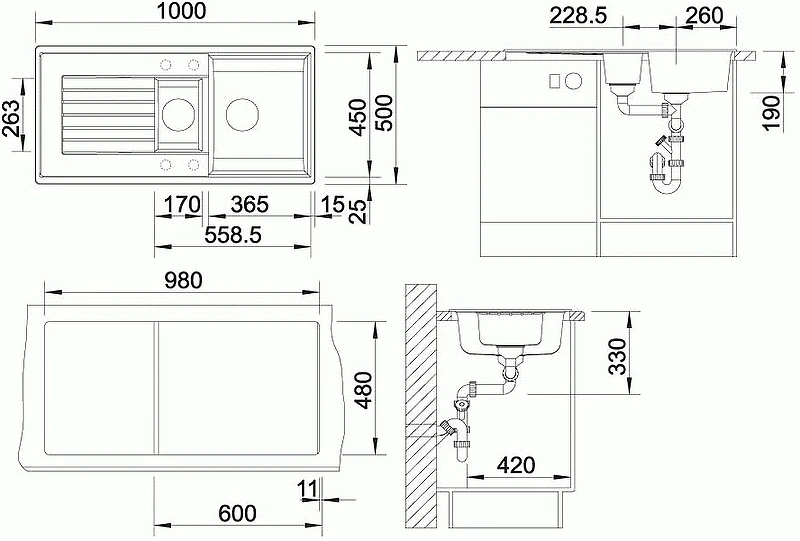 Кухонная мойка Blanco Zia 6S 515072 Кофе искусственный камень (литьевой мрамор) встраиваемый