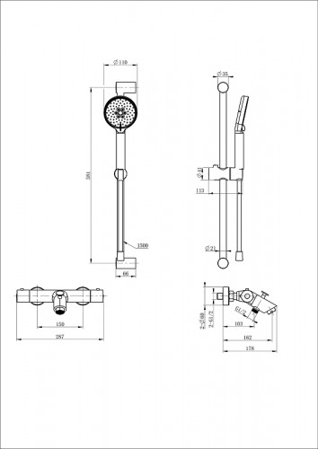 Смеситель для ванны Wonzon &amp; Woghand WW-C2002-A-CR с термостатом цвет Хром
