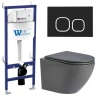 Комплект унитаза с инсталляцией WeltWasser BAMBERG 460 + MERZBACH 043 MT-GR + BAMBERG BL 10000013606 цвет Серый матовый с сиденьем Микролифт и клавишей смыва цвет Черный