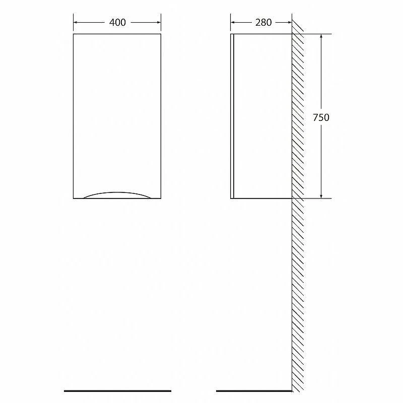 Подвесной шкаф BelBagno Fly-Marino 40 L FLY-MARINO-750-1A-SC-BL-P-L Bianco Lucido МДФ / ЛДСП