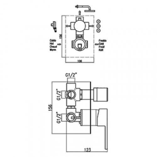 Смеситель для душа Webert Pegaso PE880601010 Золото встраиваемый