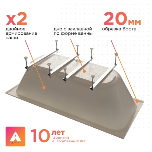 Акриловая ванна Radomir Прованс Ангосто 180х80 1-01-0-0-8-185 цвет Белый