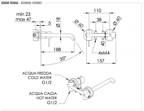 Смеситель для раковины Remer X Style X15PLVO цвет Латунь состаренная
