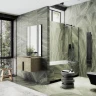 Шторка на ванну Maybah Glass MGV-144-6у 640x1400 в узком профиле Черный стекло прозрачное