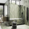 Шторка на ванну Maybah Glass MGV-144-6у 640x1400 в узком профиле Черный стекло прозрачное