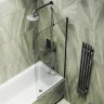 Шторка на ванну Maybah Glass MGV-144-6у 640x1400 в узком профиле Черный стекло прозрачное
