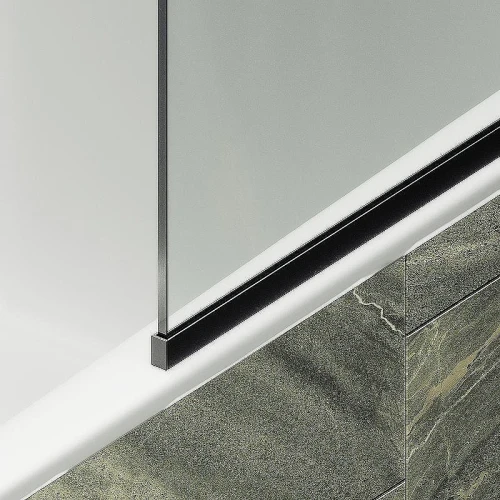 Шторка на ванну Maybah Glass MGV-144-6у 640x1400 в узком профиле Черный стекло прозрачное