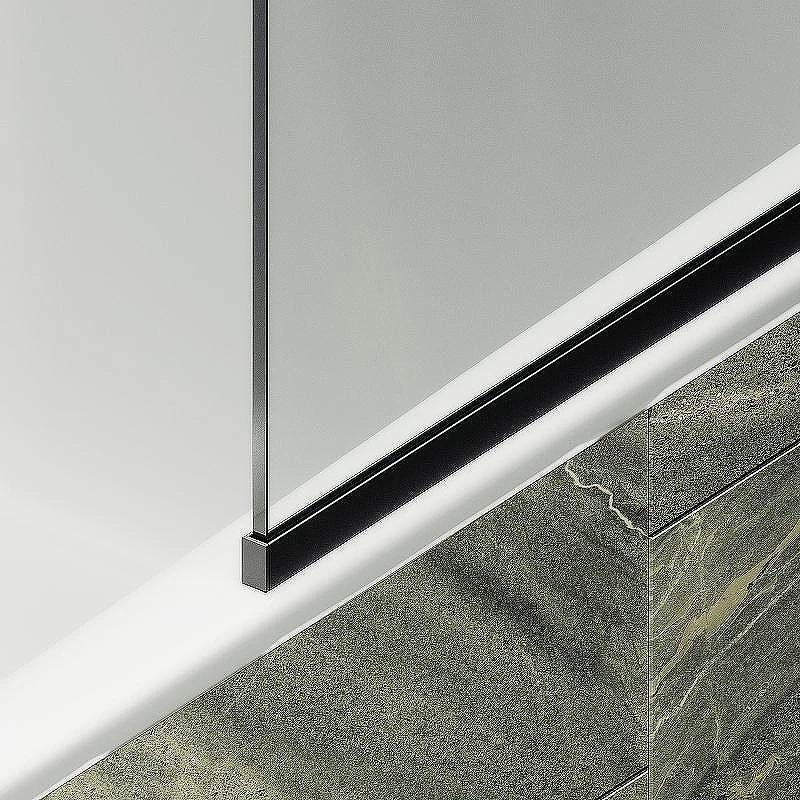Шторка на ванну Maybah Glass MGV-144-6у 640x1400 в узком профиле Черный стекло прозрачное