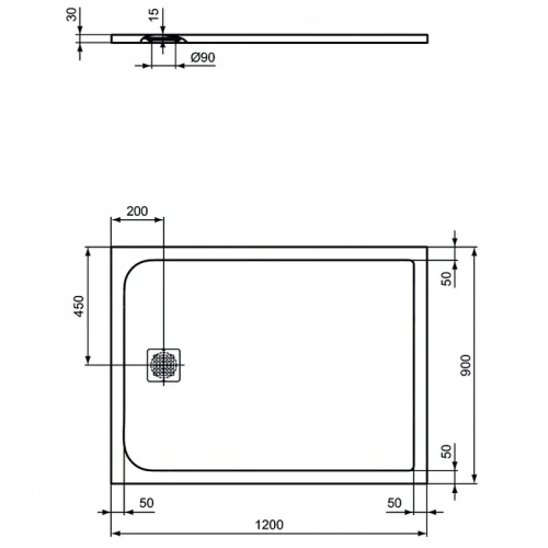 Душевой поддон из искусственного камня Ideal Standard Ultraflat S 120х90 K8230FV цвет Jet black / Черный