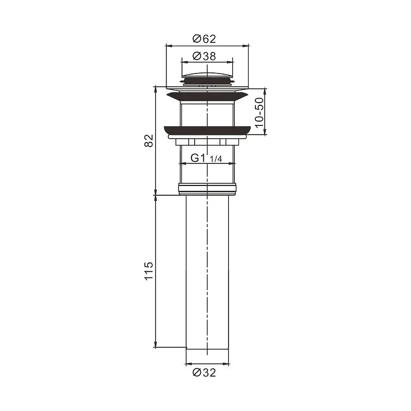 Донный клапан Rose RS13 цвет Хром