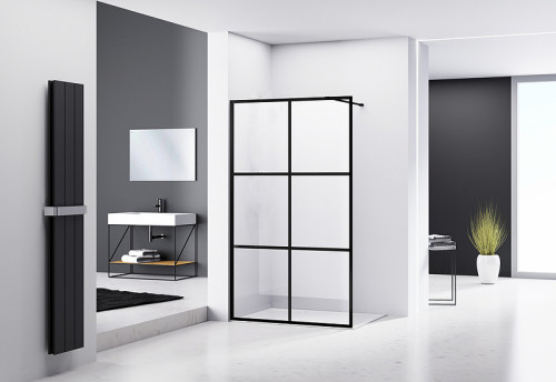 Душевая перегородка Abber AG62100B 100x200 профиль Черный стекло прозрачное