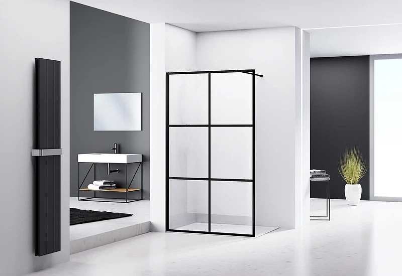 Душевая перегородка Abber AG62100B 100x200 профиль Черный стекло прозрачное