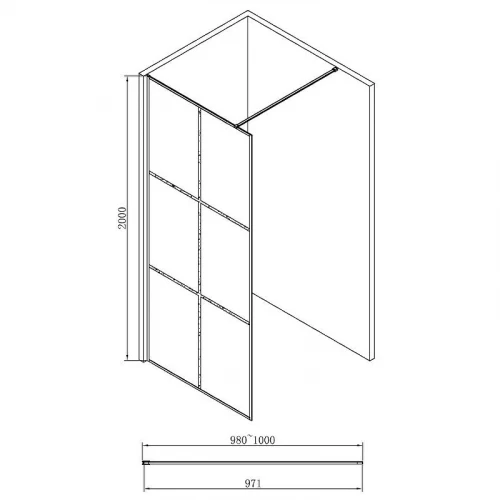 Душевая перегородка Abber AG62100B 100x200 профиль Черный стекло прозрачное