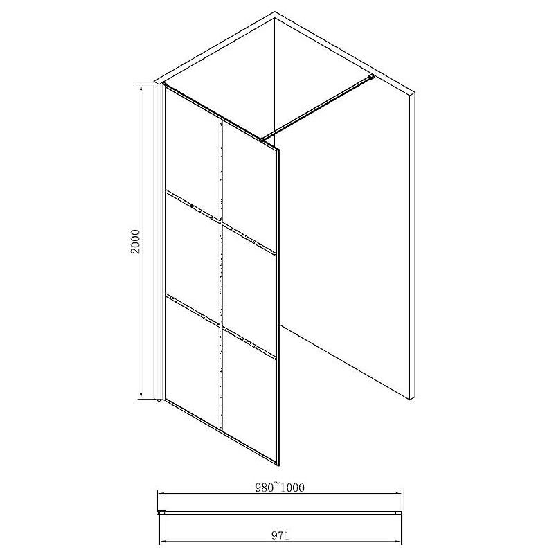Душевая перегородка Abber AG62100B 100x200 профиль Черный стекло прозрачное