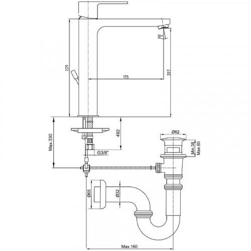 Смеситель для раковины E.C.A. Nita 102188048EX Хром латунь