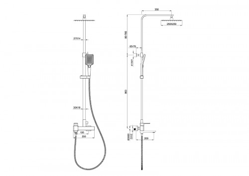 Душевая система Wonzon & Woghand Edge WW-88739003-BGM цвет Темный графит
