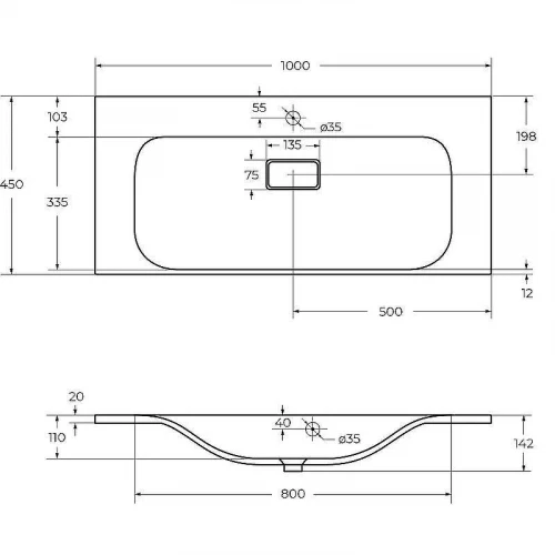 Раковина BelBagno 100 BB1000/450-LV-MR-FT Белая матовая
