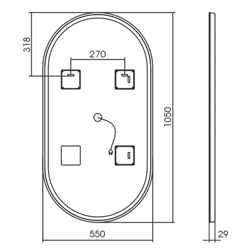 Зеркало Silver Mirrors Вива 55 LED-00002641 с подсветкой с бесконтактным выключателем стекло