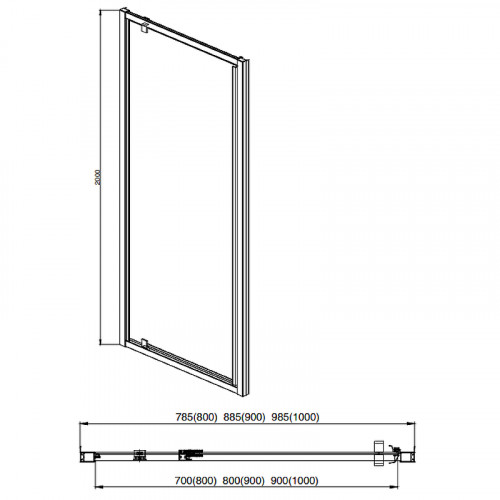 Душевая дверь Aquatek 100 AQ ARI PI 10020BL профиль Черный стекло прозрачное