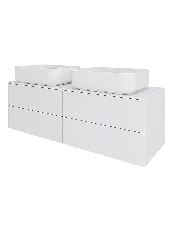 Тумба с раковиной Orange Отто 130 Ot-130TuMDF+B05-500W подвесная цвет Белый глянцевый