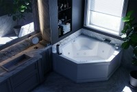 Акриловая ванна Aquatek Лира 148x148 LIR150-0000011 без гидромассажа без панелей с каркасом (вклеенный) со слив-переливом