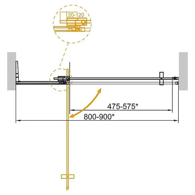Душевая дверь Cezares Slider 90 SLIDER-B-1-80/90-BR-GM профиль Оружейная сталь стекло бронзовое