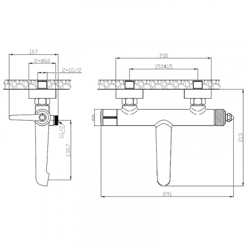 Смеситель для ванны ESKO Bangkok Black BG54B Черный матовый латунь на стену