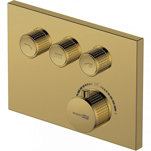 Смеситель для душа WasserKRAFT Sauer 7158 Thermo с термостатом Золото глянцевое латунь встраиваемый