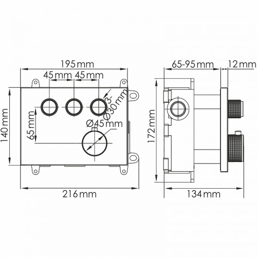 Смеситель для душа WasserKRAFT Sauer 7158 Thermo с термостатом Золото глянцевое латунь встраиваемый
