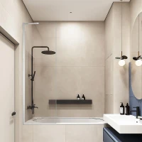 Шторка на ванну Veconi Palau PL-84 90 PL84-90-01-C7 профиль цвет Хром стекло прозрачное