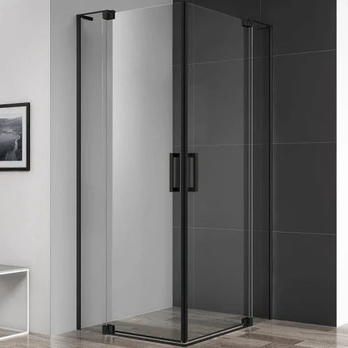 Душевой уголок Cezares Slider 90x90 SLIDER-A-2-80/90-C-NERO профиль Черный матовый стекло прозрачное