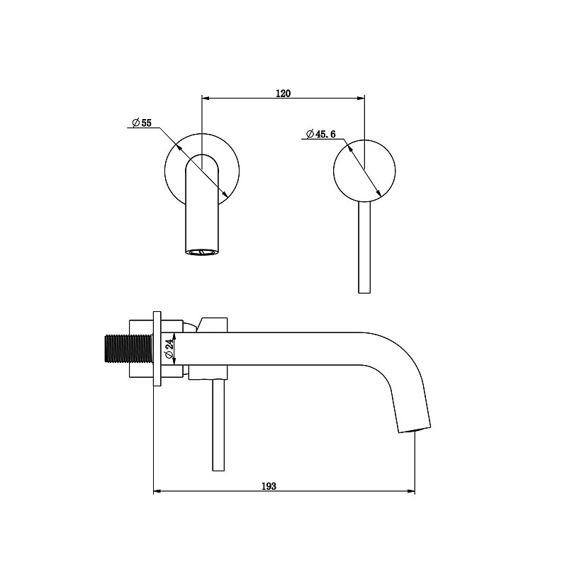 Смеситель для раковины Bronze de Luxe Scandi 14511B Черный матовый латунь встраиваемый