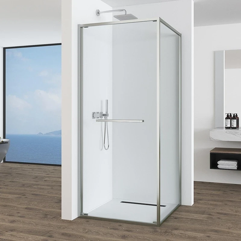 Душевой уголок Black&White S1120-9090N 90x90 11209090N профиль брашированный никель стекло прозрачное