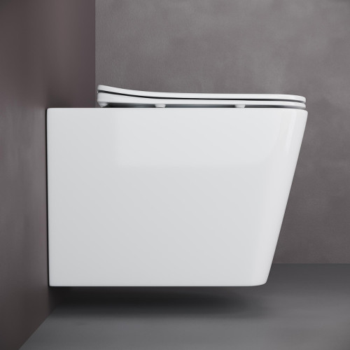 Унитаз с инсталляцией DIWO Ceramicanova Cubic CN1806 + DIWO 4501 с сиденьем Микролифт с клавишей смыва цвет Глянцевый белый
