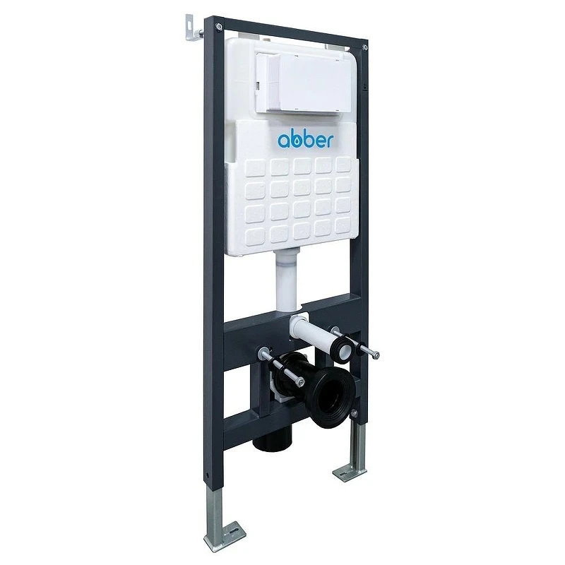 Комплект унитаза Abber Rechteck AC1201MB-AC0105-AC0120MB с сиденьем Микролифт и клавишей смыва цвет Черный матовый
