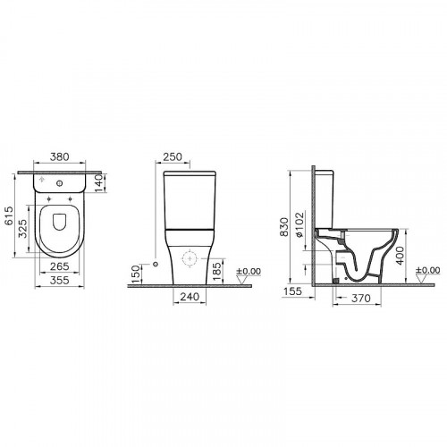 Унитаз компакт Vitra Zentrum 9824B003-7219 цвет Белый с бачком и сиденьем Микролифт