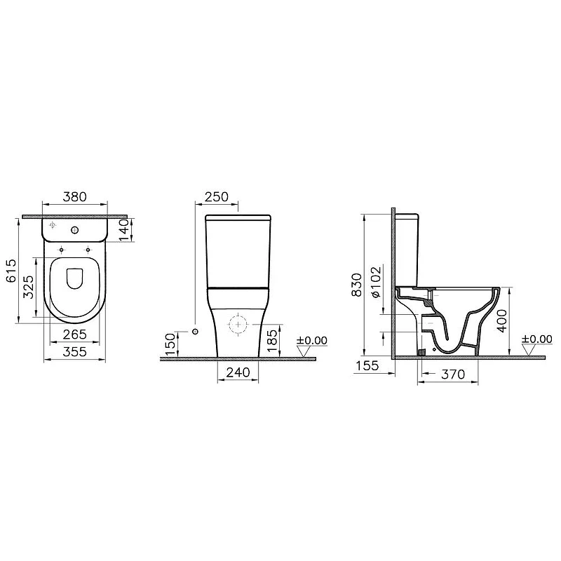 Унитаз компакт Vitra Zentrum 9824B003-7219 цвет Белый с бачком и сиденьем Микролифт