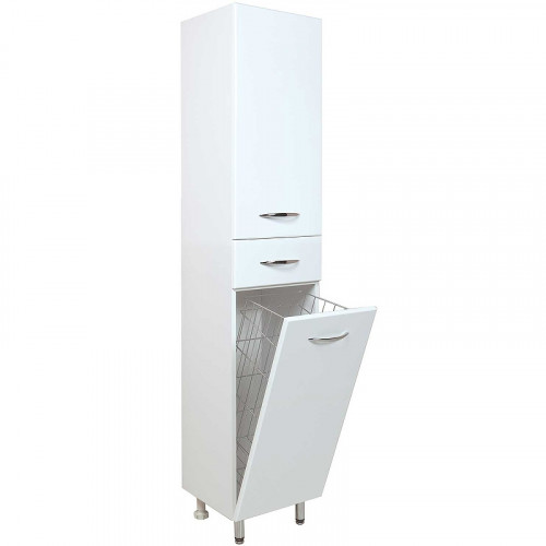 Шкаф пенал Onika Модерн 40.17 L 404009 с бельевой корзиной Белый МДФ / ЛДСП