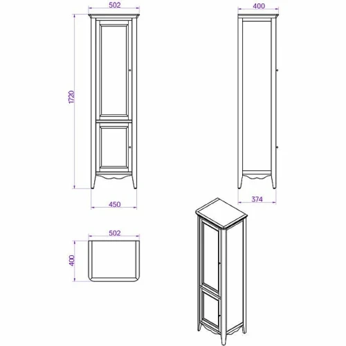 Шкаф пенал TW Veronica Nuovo 50 R VER2050D-B Bianco