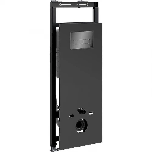 Инсталляция WasserKRAFT Salm 27TLT.010.ME.BL.PB03 для унитаза Черное стекло с клавишей смыва Черный глянец