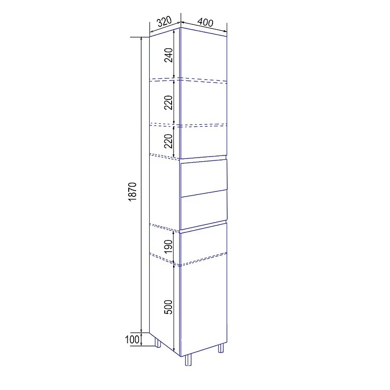 Шкаф пенал Azario Эстима 40 L CS00094560 цвет Графит