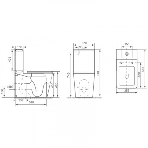 Унитаз компакт Royce Queen RCT-130108WH с бачком и сиденьем Микролифт фаянс напольный