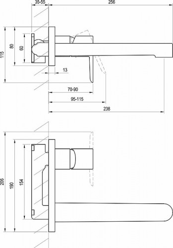 Смеситель для раковины Ravak Puri PU 019.00 X070146 Хром латунь встраиваемый