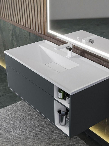 Тумба под раковину Uperwood Lotus Premium 100 39340205465 подвесная цвет серый матовый